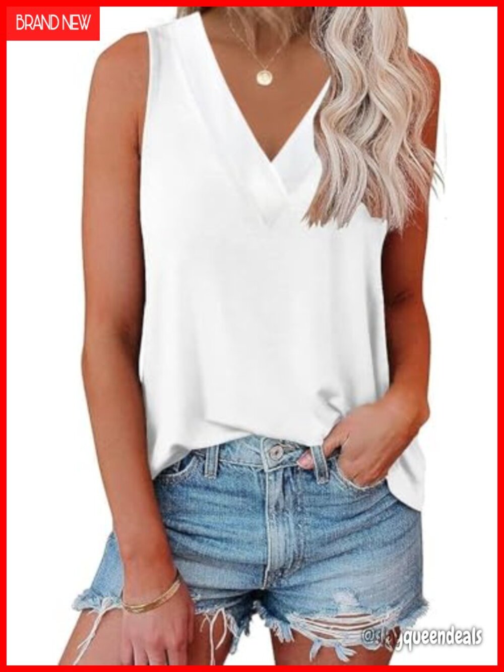 V Neck Sleeveless Tank Top Rayon Polyester Spandex Casual Summer Tunic